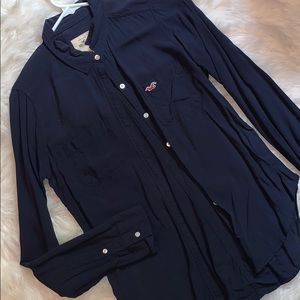 Hollister Small Navy Blue Button Down Longsleeve
